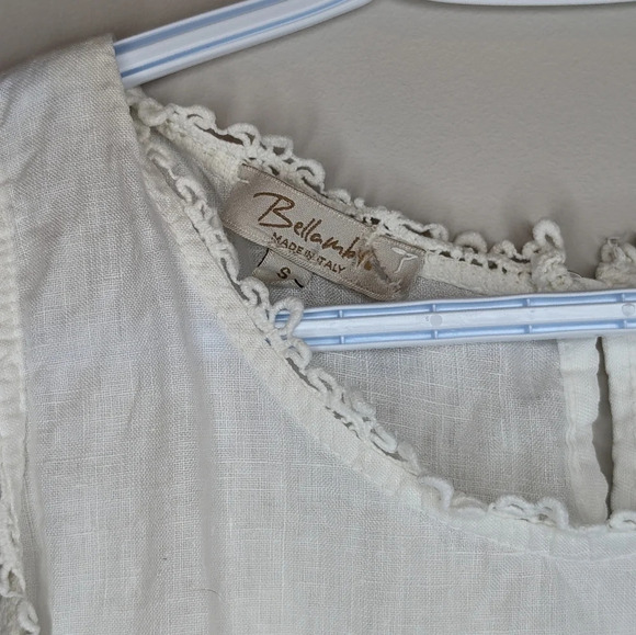Bellambra Italian 100% Linen White Lace Detail Sleeveless Blouse Women Small - Picture 5 of 11